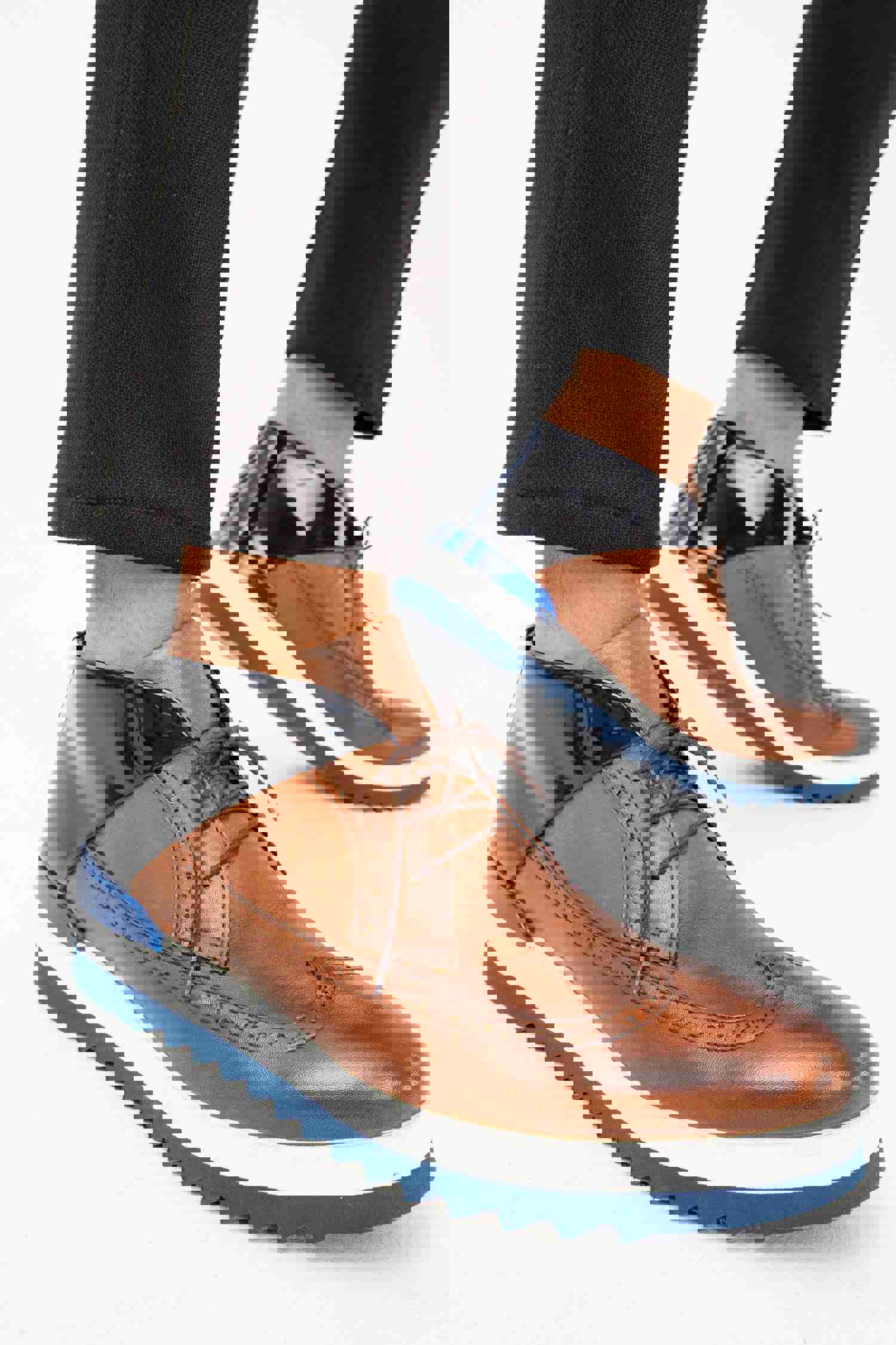 Kagan Tan Suede & Patent Leather Men Sneaker Boot