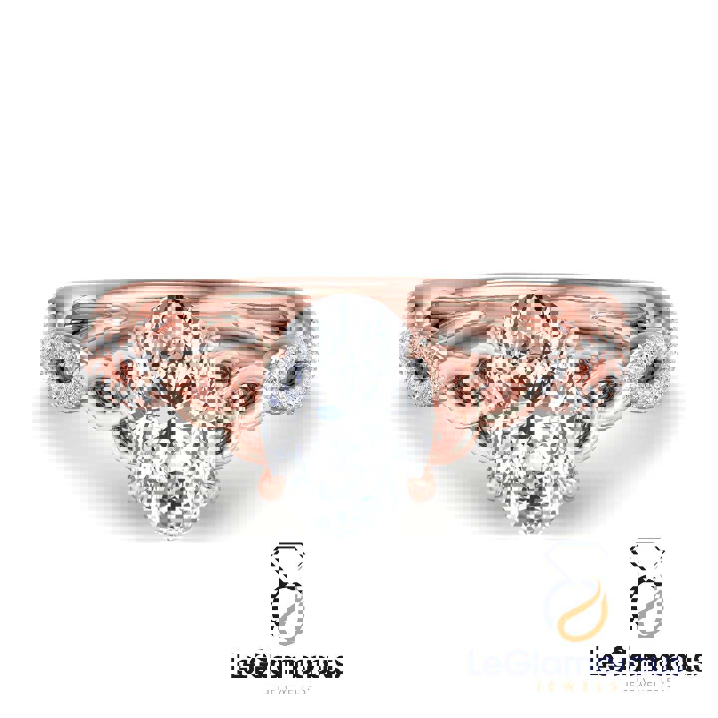 Hidden Halo Oval Cut Pave Style Lab Grown Diamond Engagement Ring