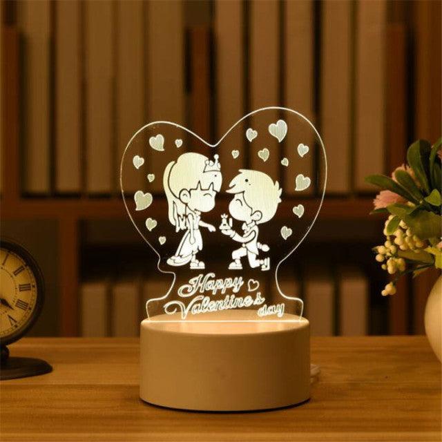 3D Love Lamp Acrylic Bear Rose LED Night Light for Valentine's Day, Christmas, and Party Decorations