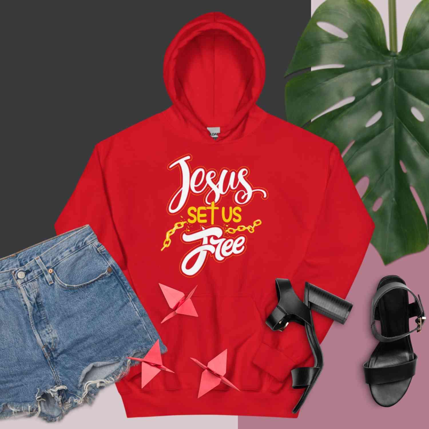 F&H Christian Jesus Set Us Free One-Sided Women's Hoodie
