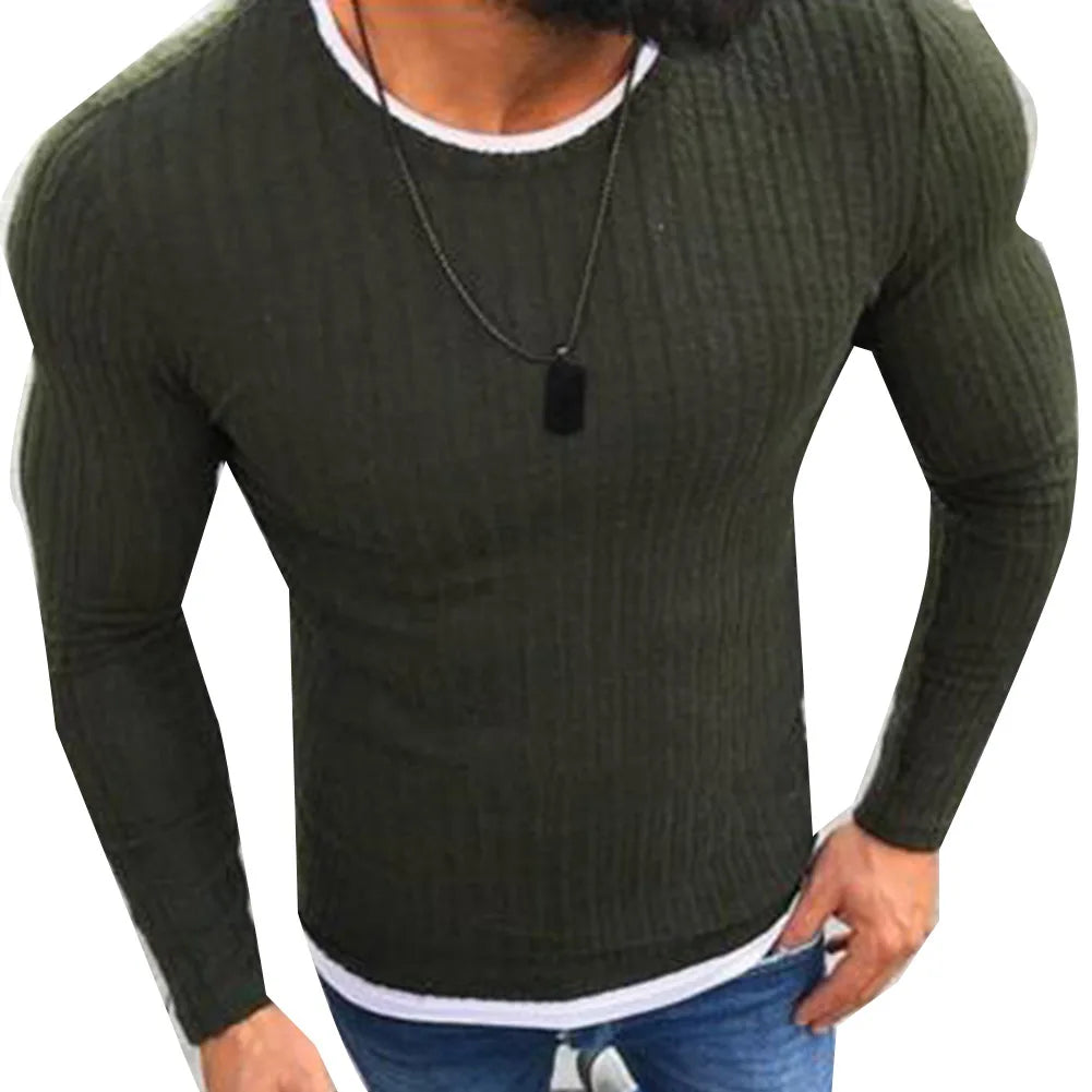 Nukty Fashion Men's Color Block Patchwork Knitted Sweater