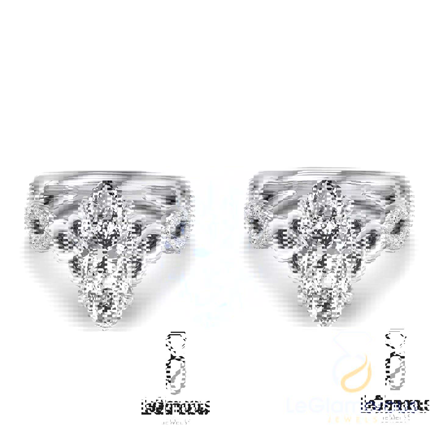 Hidden Halo Oval Cut Pave Style Lab Grown Diamond Engagement Ring