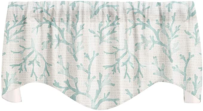 Turquoise Blue Valance Curtains for Kitchen, Living Room, Bathroom, and Bedroom - Coastal Nautical Decor