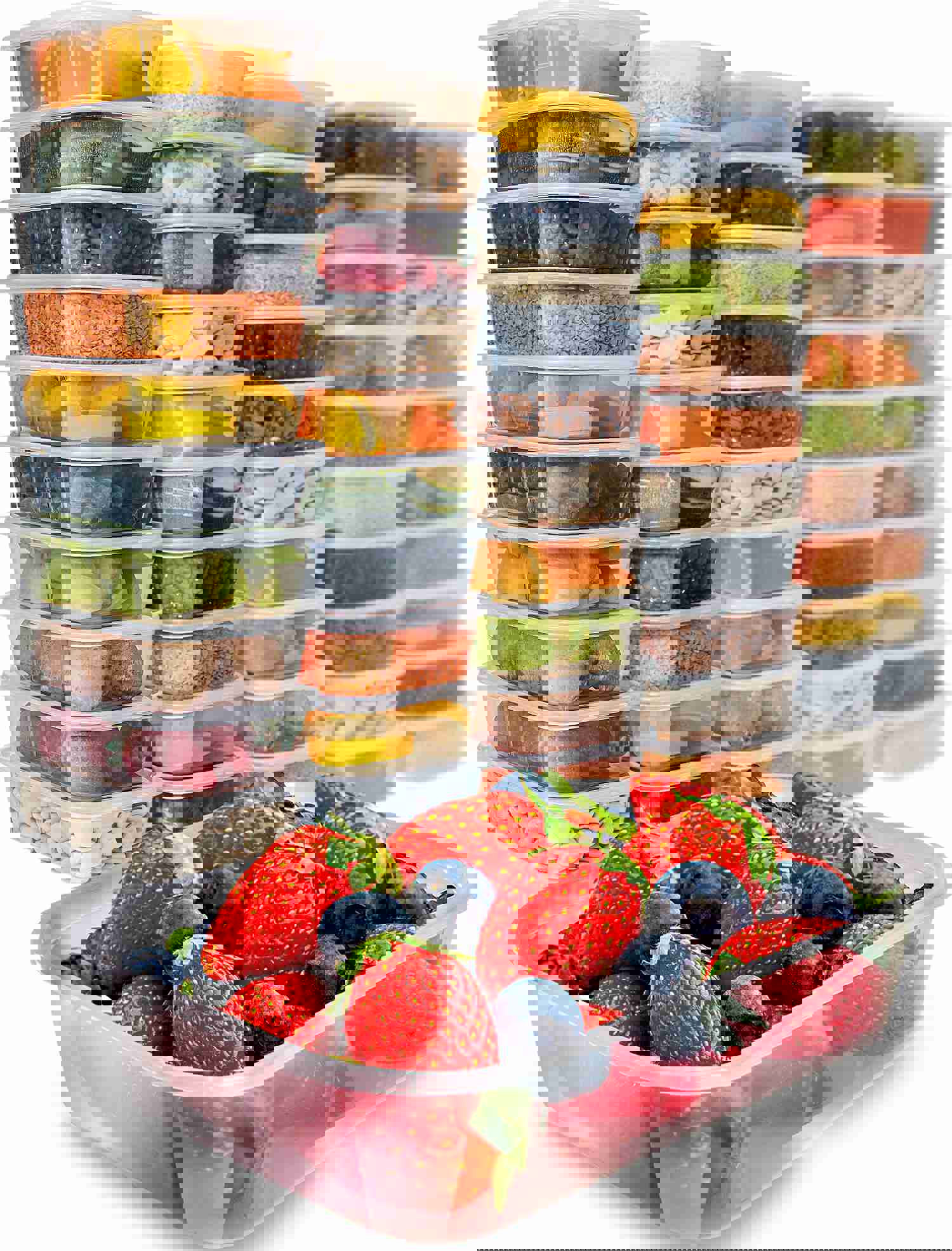 Food Storage Containers with Lids - 50 Pack, 17 Ounce BPA-Free Plastic Containers for Freezer & Microwave