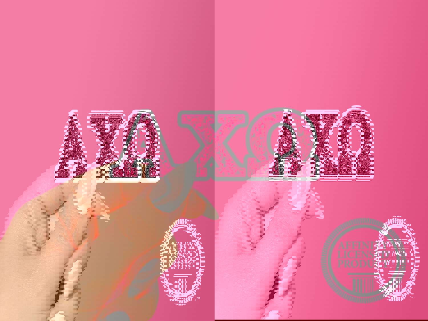 Alpha Chi Omega Vinyl Sticker - Pink Sequin Sorority Decal