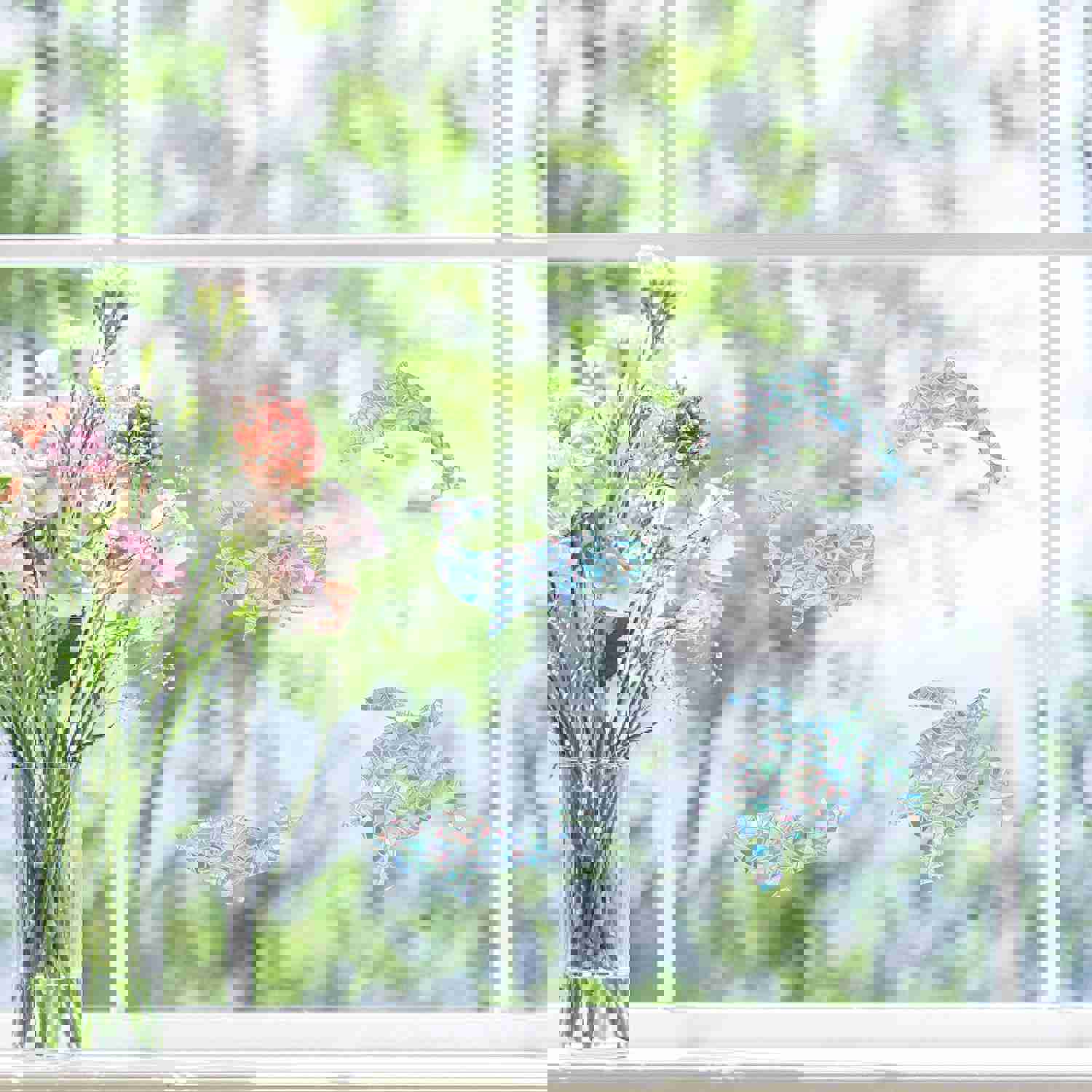 Craspire 16 Sheets 4 Styles Waterproof PVC Colored Laser Stained Window Film Adhesive Static Stickers