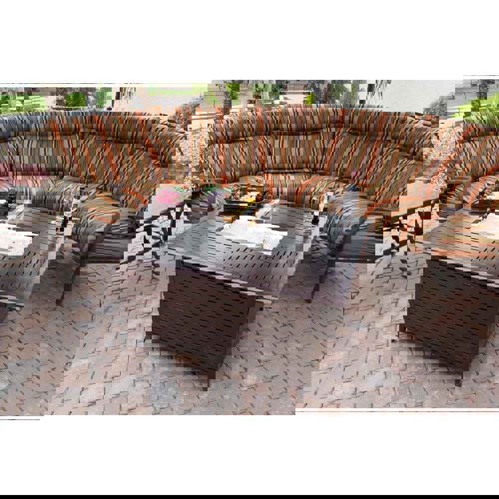 AZ Patio Heaters Rectangular Slatted Aluminum Propane Fire Pit Table