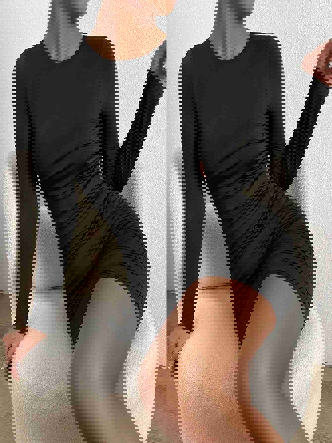 Nukty Long Sleeve Black Sexy Midi Dress for Women - Backless Club Party Nightclub Dress