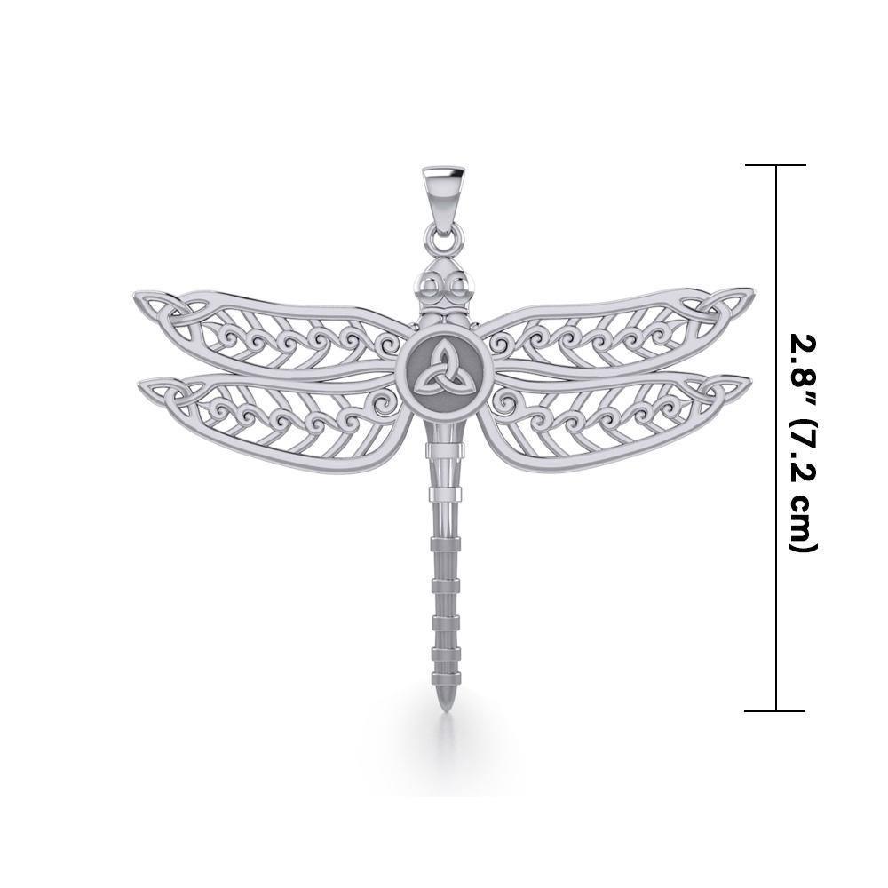 The Celtic Dragonfly with Trinity Knot Silver Pendant TPD5386