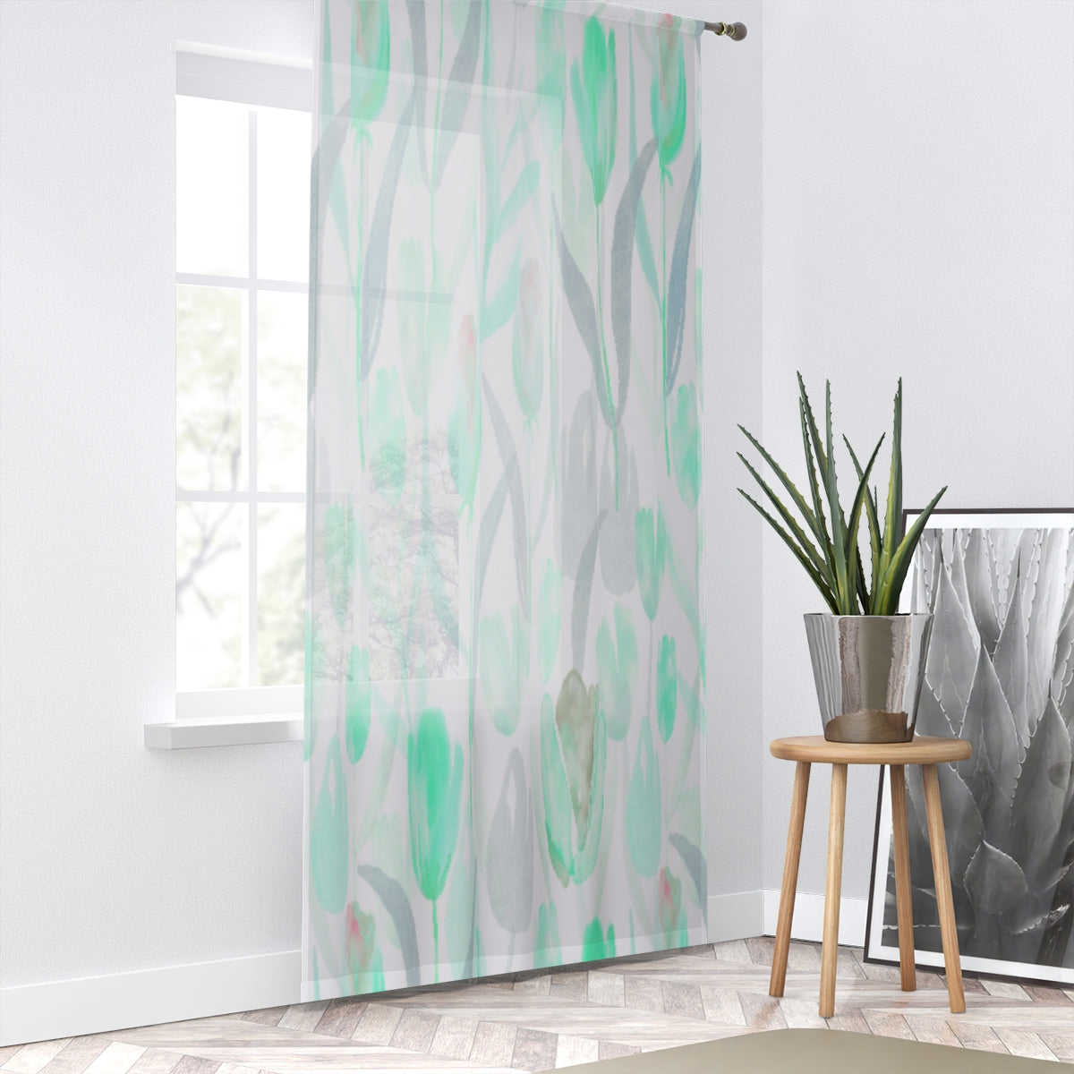 PAINTED TULIPS - SHEER Window Curtain