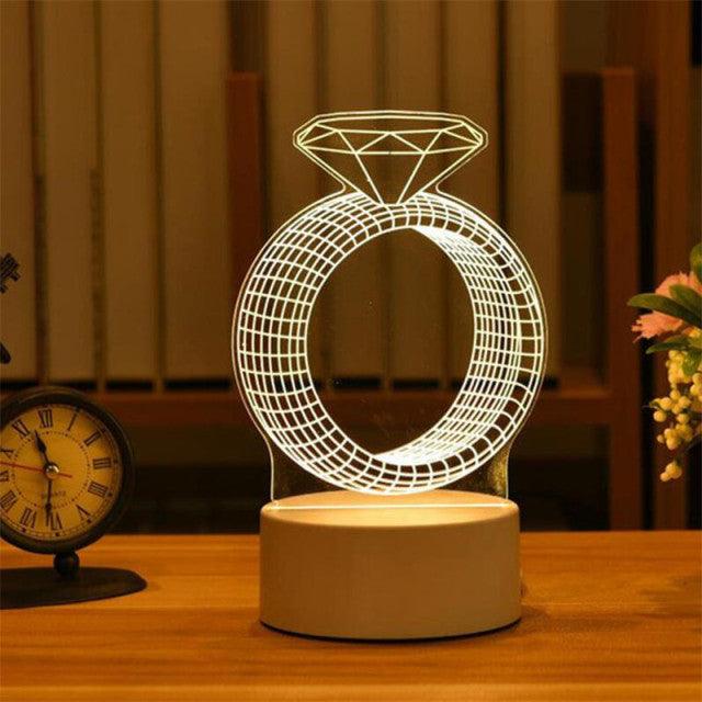 3D Love Lamp Acrylic Bear Rose LED Night Light for Valentine's Day, Christmas, and Party Decorations