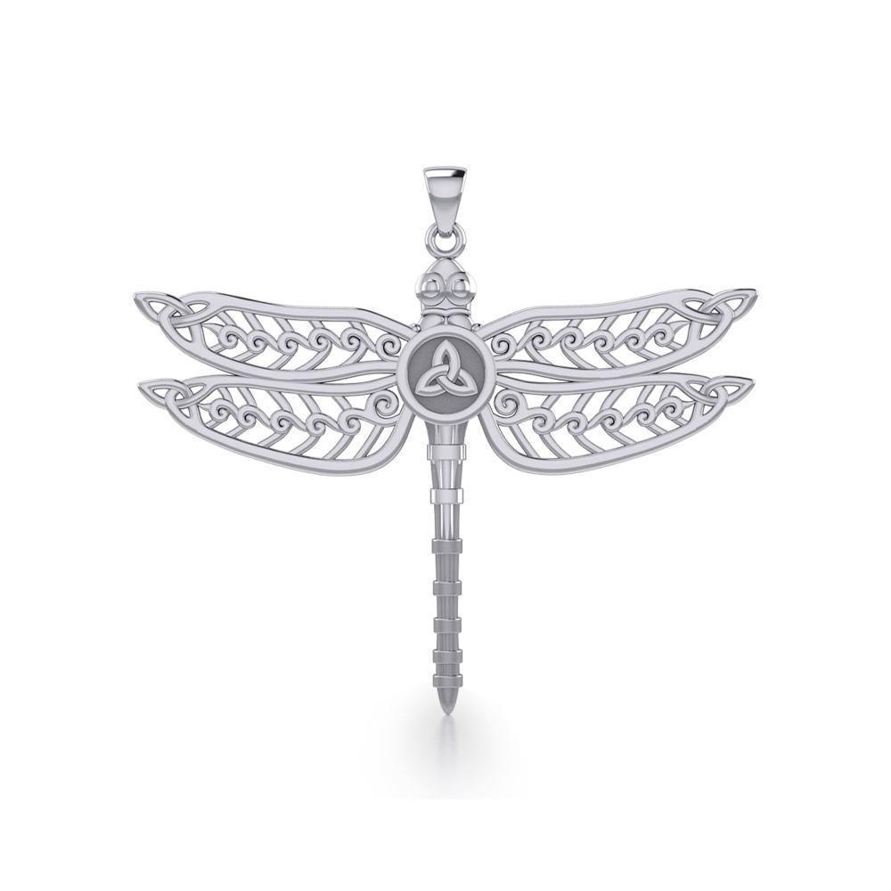The Celtic Dragonfly with Trinity Knot Silver Pendant TPD5386