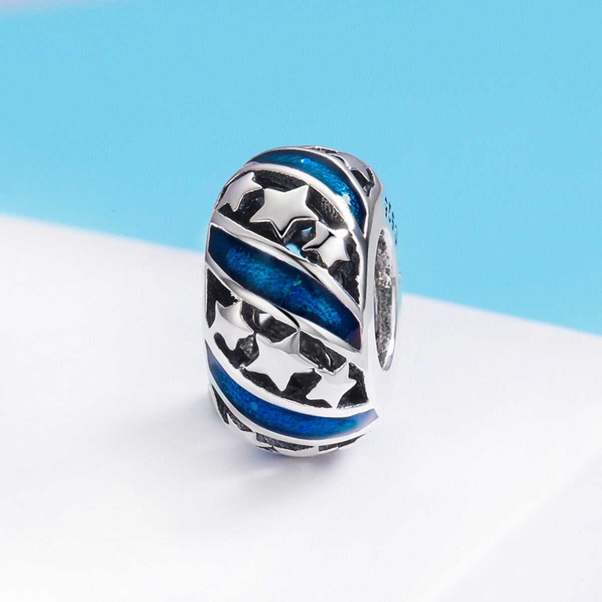 Sterling 925 Silver Tri-Star Circle Pendant for Pandora & European Charm Bracelets