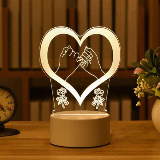 3D Love Lamp Acrylic Bear Rose LED Night Light for Valentine's Day, Christmas, and Party Decorations