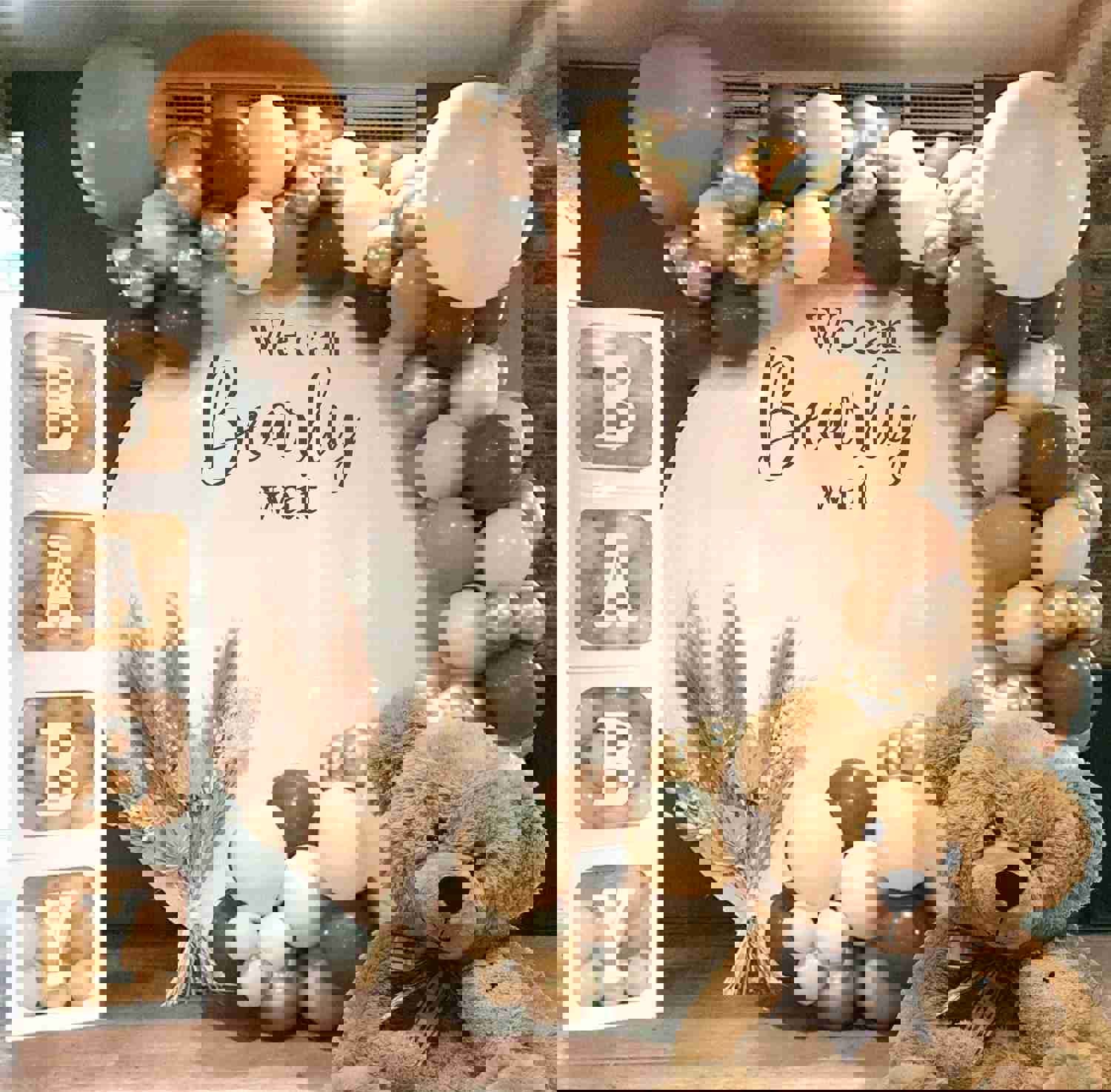 Personalized Baby Shower Decal - Bear Theme Wall Sticker