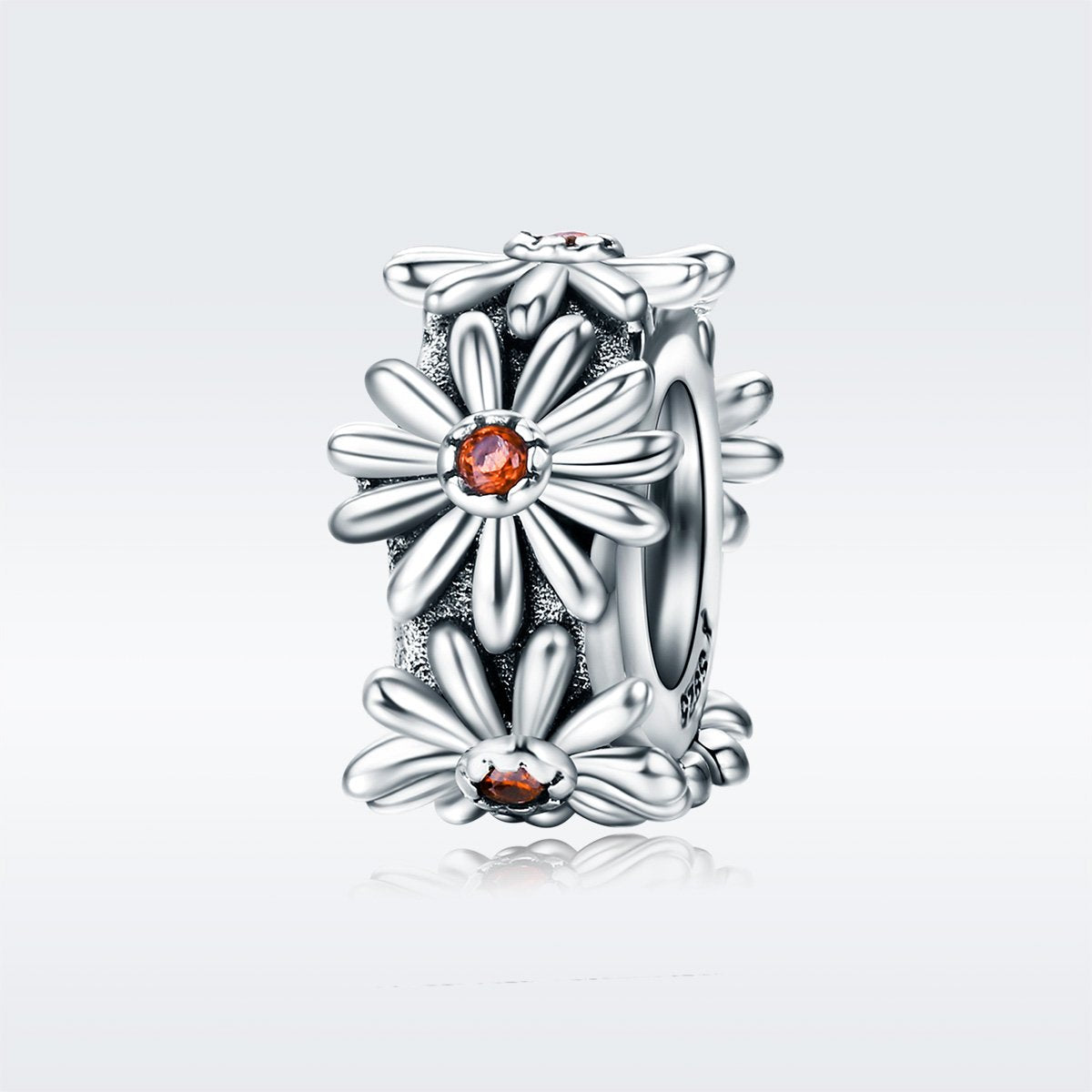 Sterling 925 Silver Daisy Circle Bead Pendant for Pandora & European Charm Bracelets