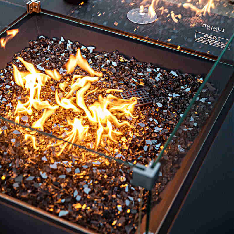 Elementi Plus Roraima Slate Black Square Concrete Fire Pit Table - OFG411SL