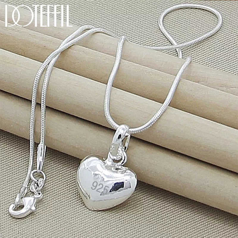 DOTEFFIL 925 Sterling Silver Heart Pendant Necklace for Women