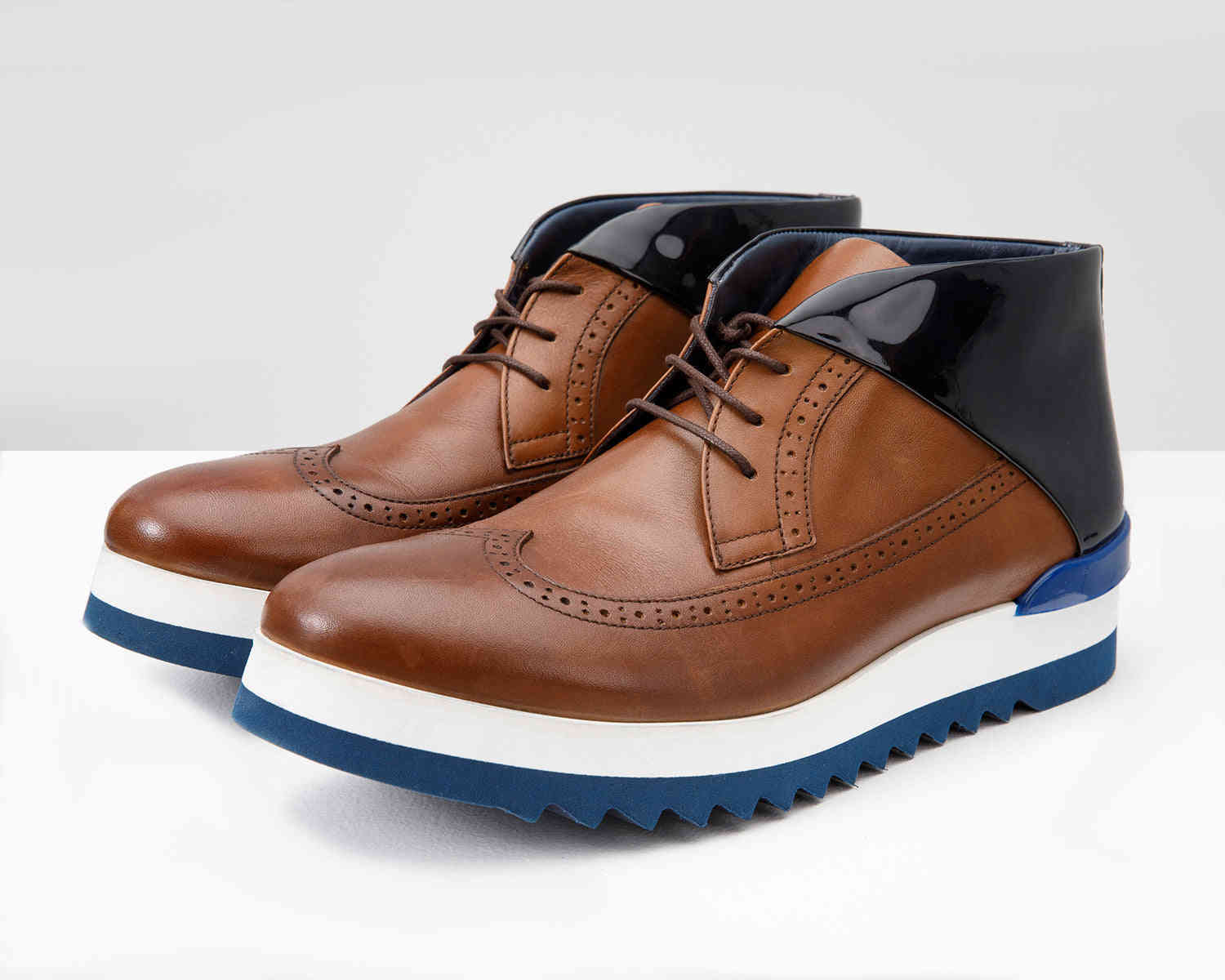 Kagan Tan Suede & Patent Leather Men Sneaker Boot