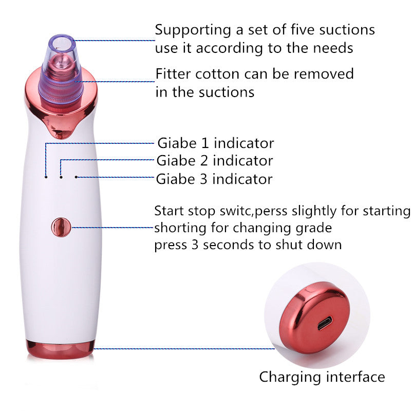 Blackhead Remover Vacuum Suction Tool for Acne and Pore Cleaning