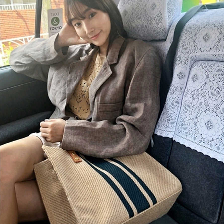 Lkblock Vintage Striped Tote Bag for Women - Large Capacity Casual Handbag