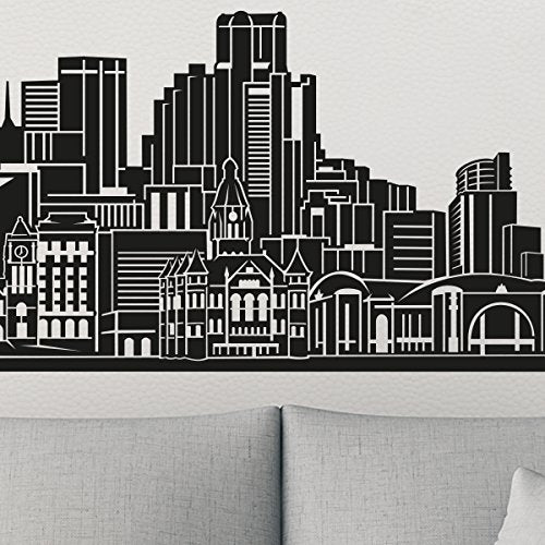 WANDKINGS Skyline Wall Sticker Wall Decal - 48.8 x 9.1 inch in Black - Dallas