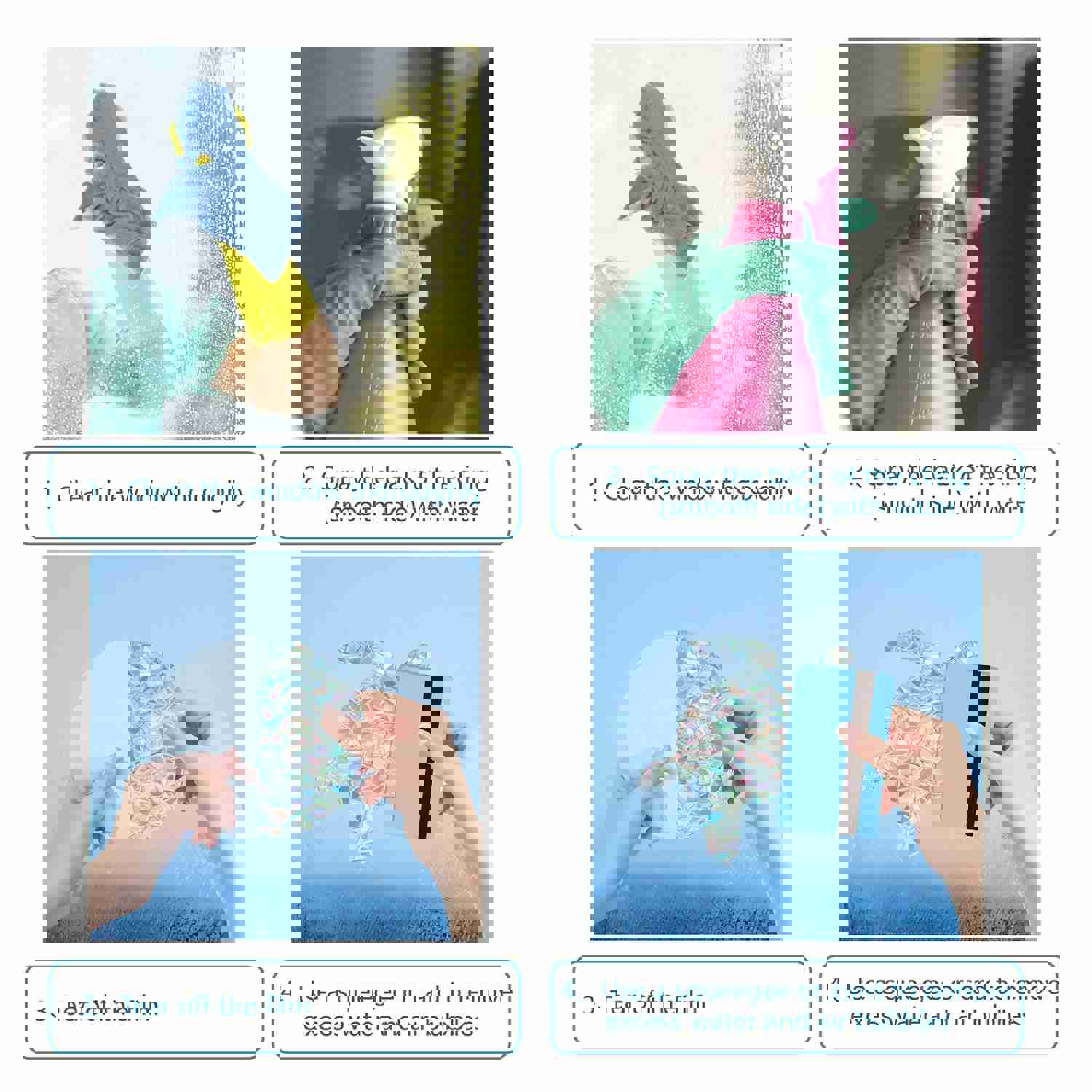 Craspire 16 Sheets 4 Styles Waterproof PVC Colored Laser Stained Window Film Adhesive Static Stickers