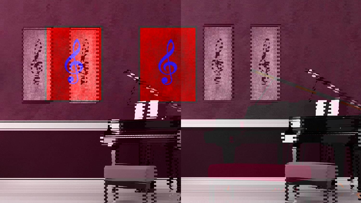 Treble Music Red Canvas Print Pictures Frames for Office and Home Décor Wall Art