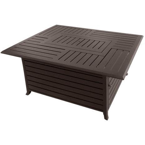 AZ Patio Heaters Rectangular Slatted Aluminum Propane Fire Pit Table