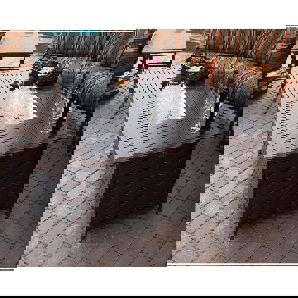 AZ Patio Heaters Rectangular Slatted Aluminum Propane Fire Pit Table