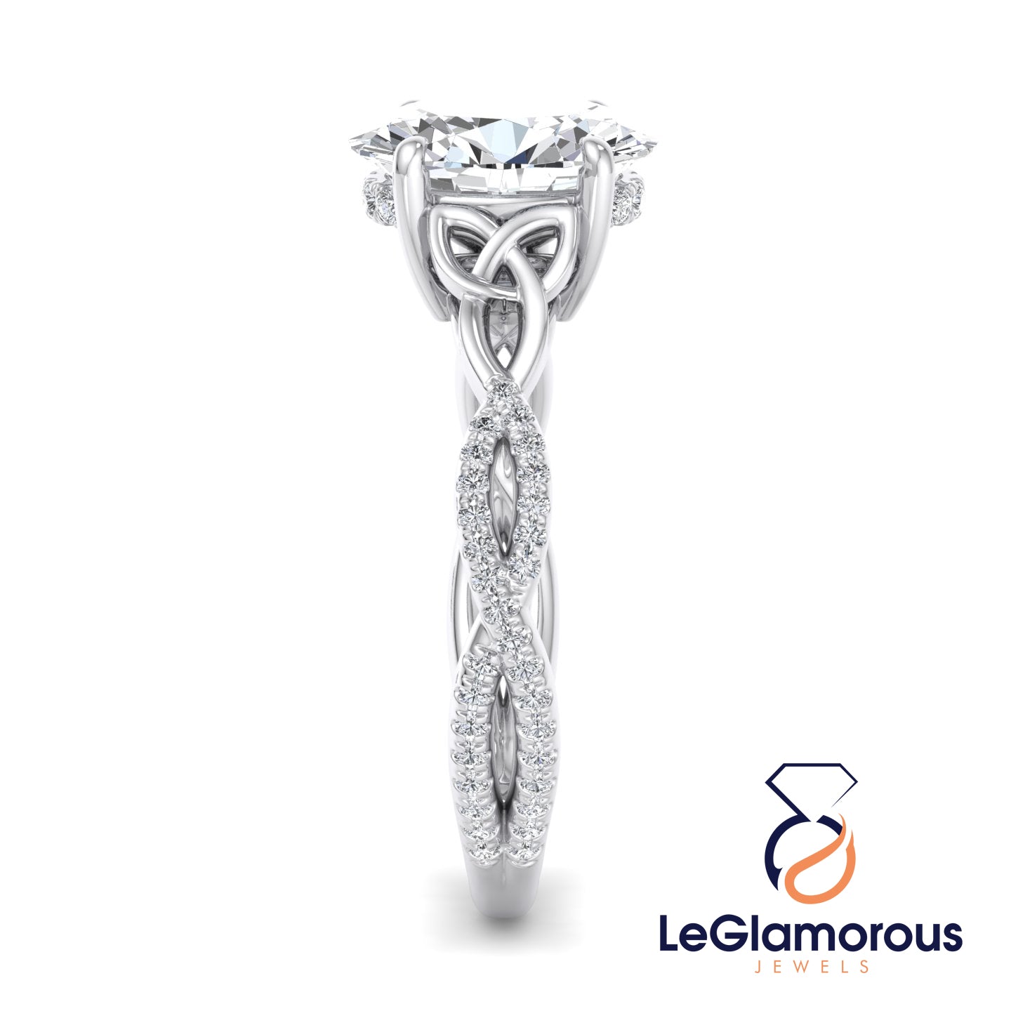 Hidden Halo Oval Cut Pave Style Lab Grown Diamond Engagement Ring
