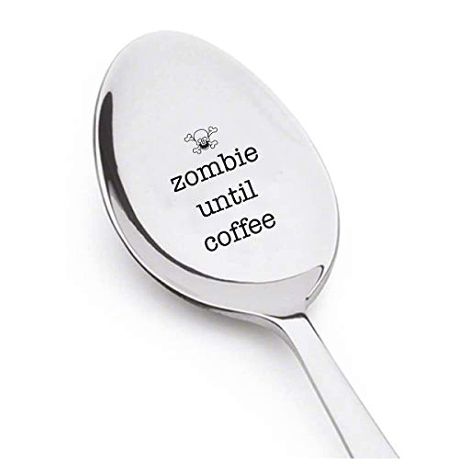 Zombie Until Coffee Engraved Stainless Steel Espresso Spoon - Perfect Gift for Coffee Lovers