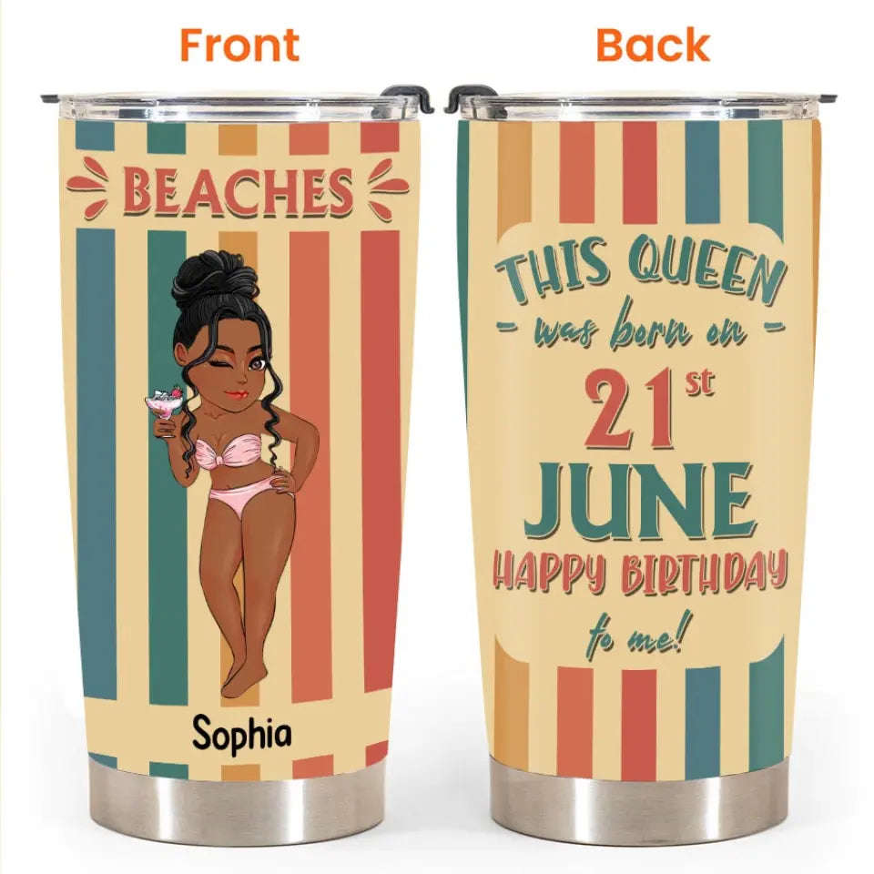 Personalized 20oz Stainless Steel Tumbler - May Birthday Gift for Her, Beach Lover
