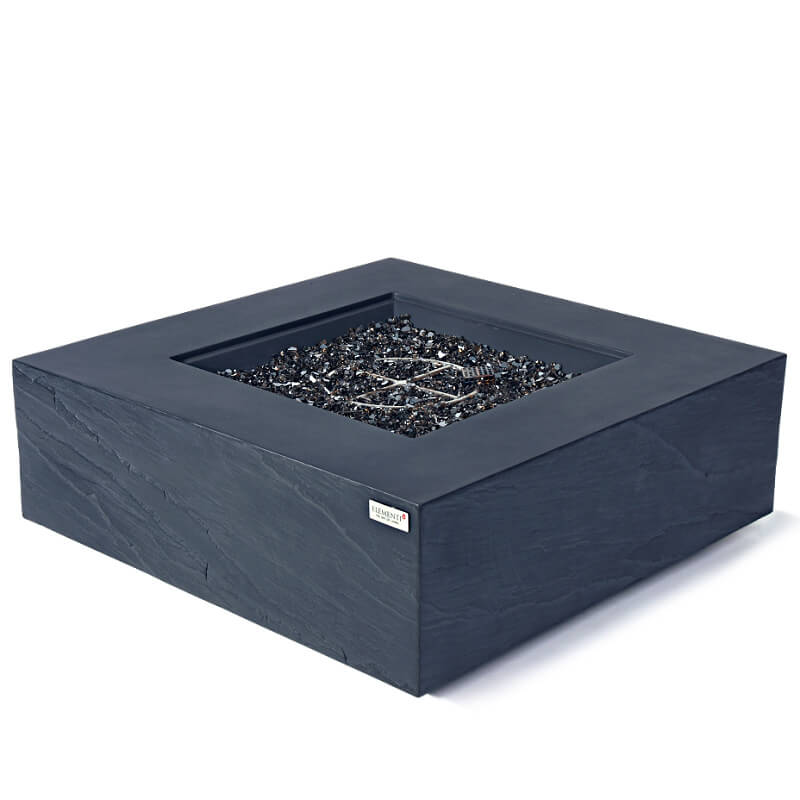 Elementi Plus Roraima Slate Black Square Concrete Fire Pit Table - OFG411SL