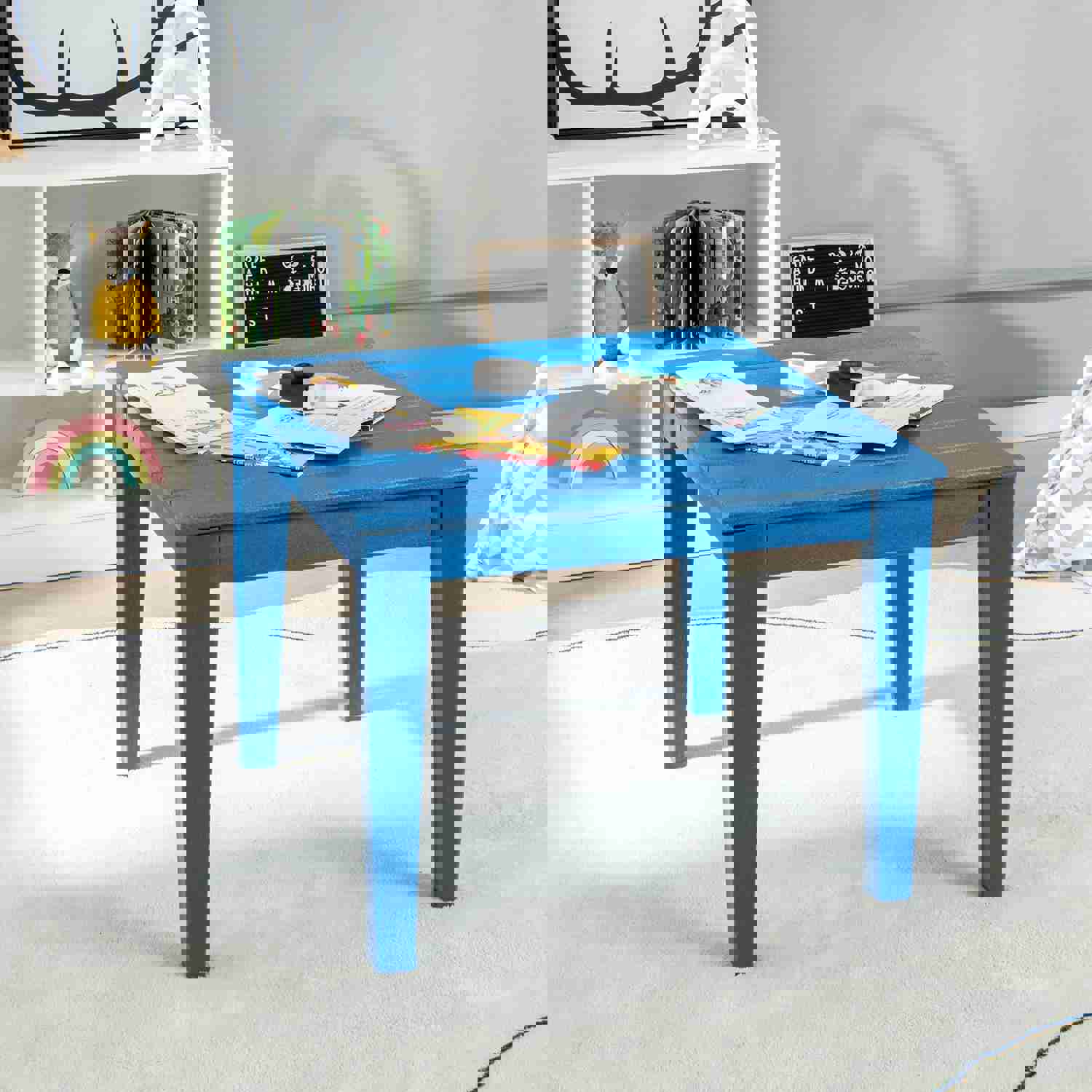 Costzon Kids Table, 25.5 x 25.5 Square Activity Play Table, Indoor & Outdoor, Toddler Table