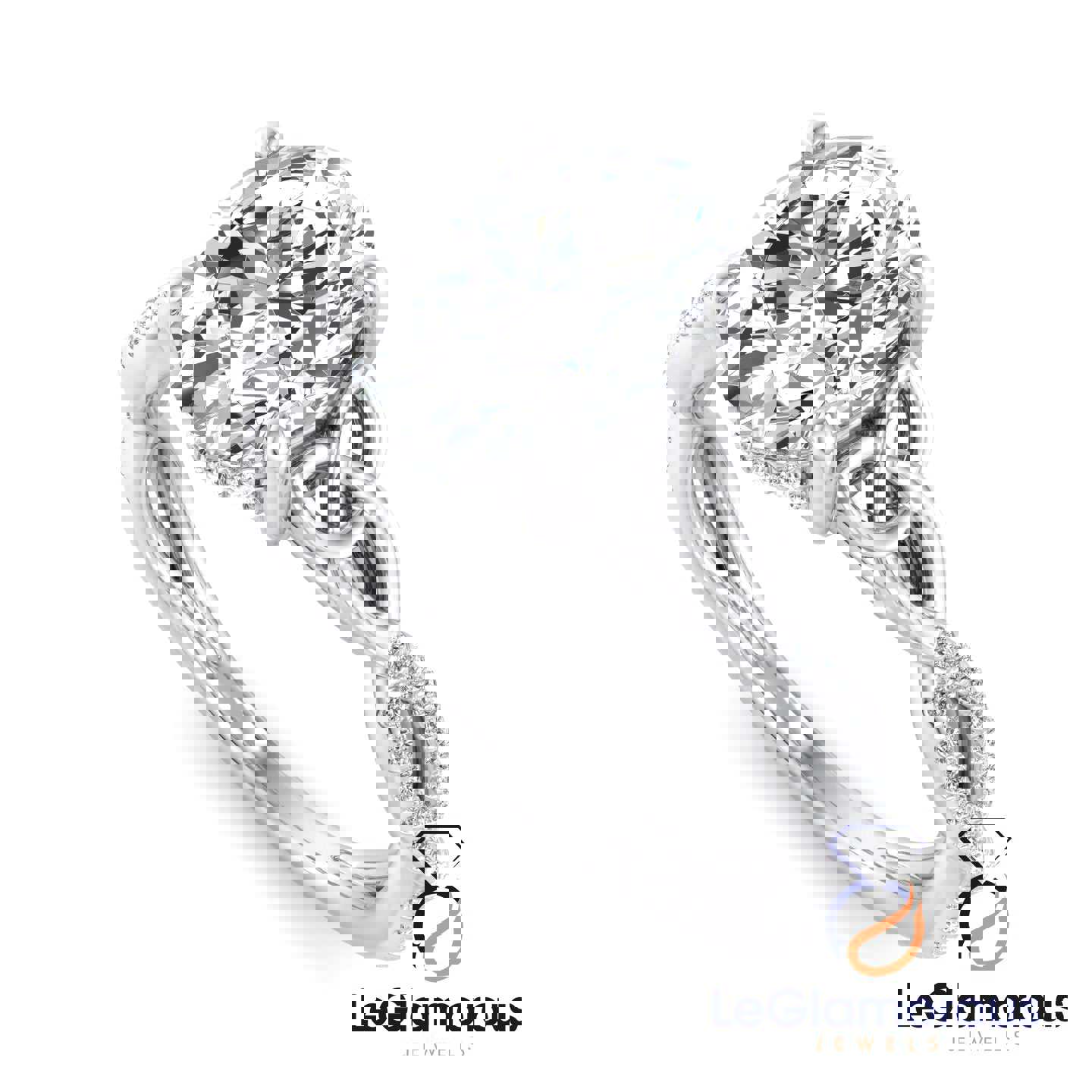 Hidden Halo Oval Cut Pave Style Lab Grown Diamond Engagement Ring