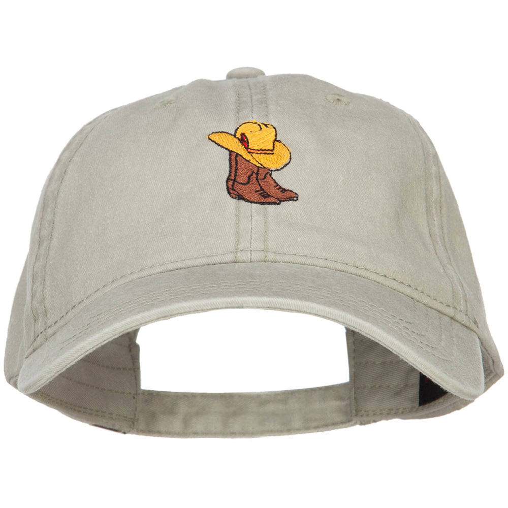 Cowboy Boots and Hat Embroidered Washed Cap