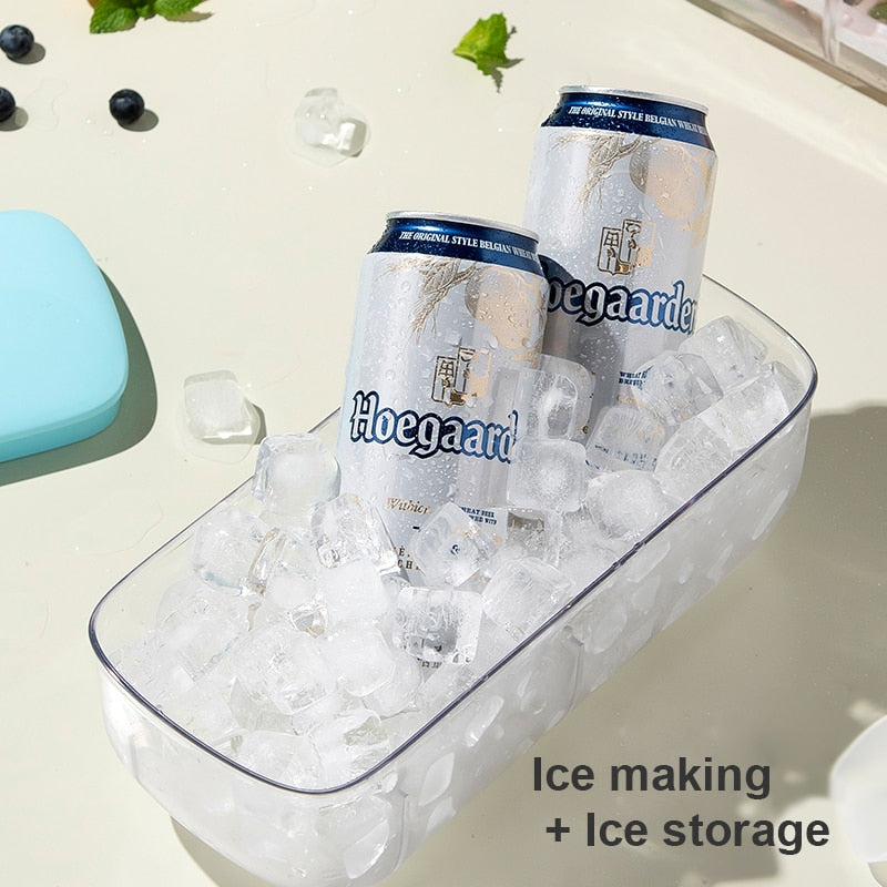 Double Layer Lazy Ice Maker Storage Box - Food Grade Silicone, Easy Ice Release