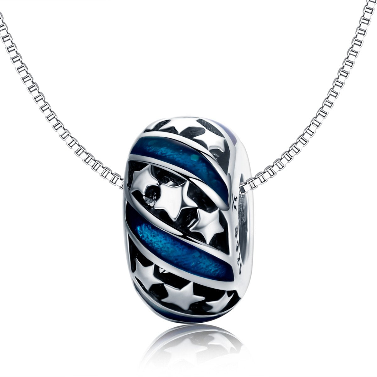 Sterling 925 Silver Tri-Star Circle Pendant for Pandora & European Charm Bracelets