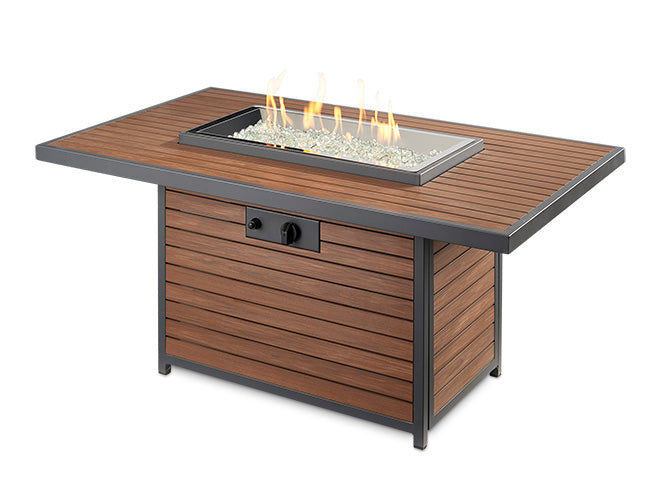 The Outdoor GreatRoom Company Kenwood Rectangular Chat Height Gas Fire Pit Table