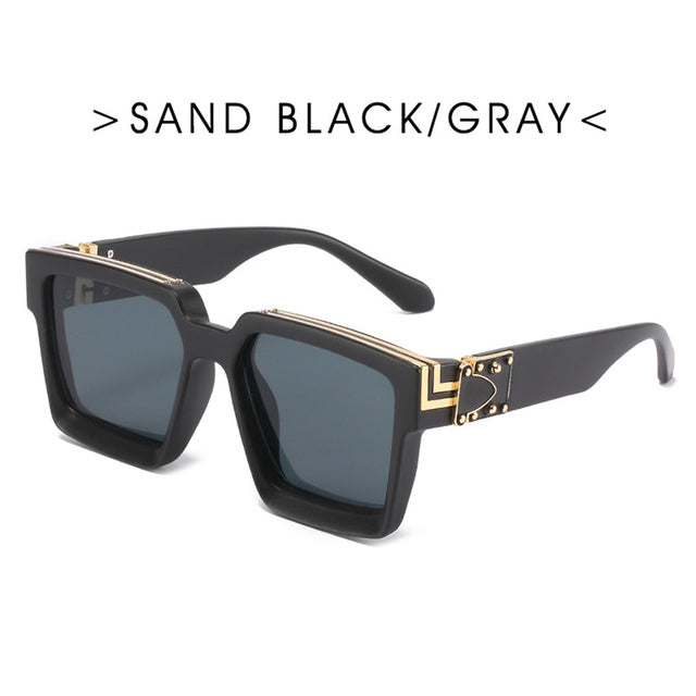 Fashion Trend Big Frame Sunglasses for Women - Green Marble Print UV400 Protection
