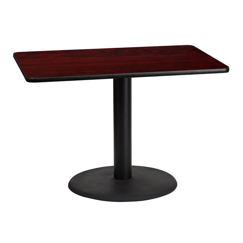 Flash Furniture 30 x 42 Rectangular Mahogany Laminate Table Top with 24 Round Table Height Base