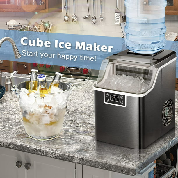 KISSAIR Countertop Ice Maker Machine, 44Lbs/24H Self-Cleaning, Compact Ice Cube Maker for Home/Kitchen/Office