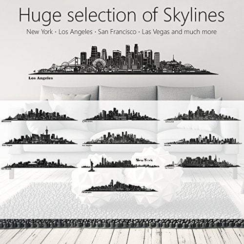 WANDKINGS Skyline Wall Sticker Wall Decal - 48.8 x 9.1 inch in Black - Dallas