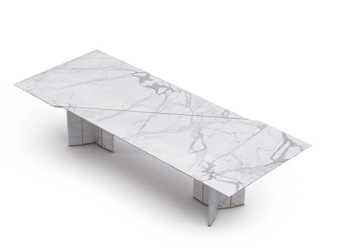 Luxxu Algerone Rectangular Dining Table - Brass & Marble Design