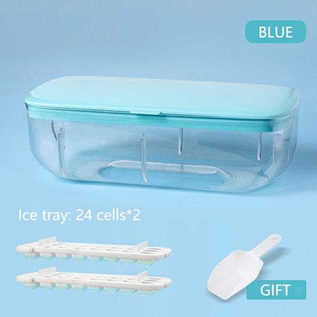 Double Layer Lazy Ice Maker Storage Box - Food Grade Silicone, Easy Ice Release