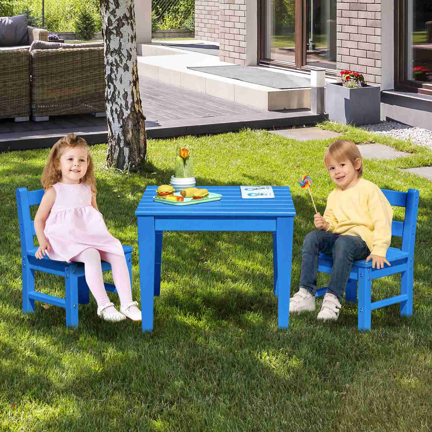 Costzon Kids Table, 25.5 x 25.5 Square Activity Play Table, Indoor & Outdoor, Toddler Table