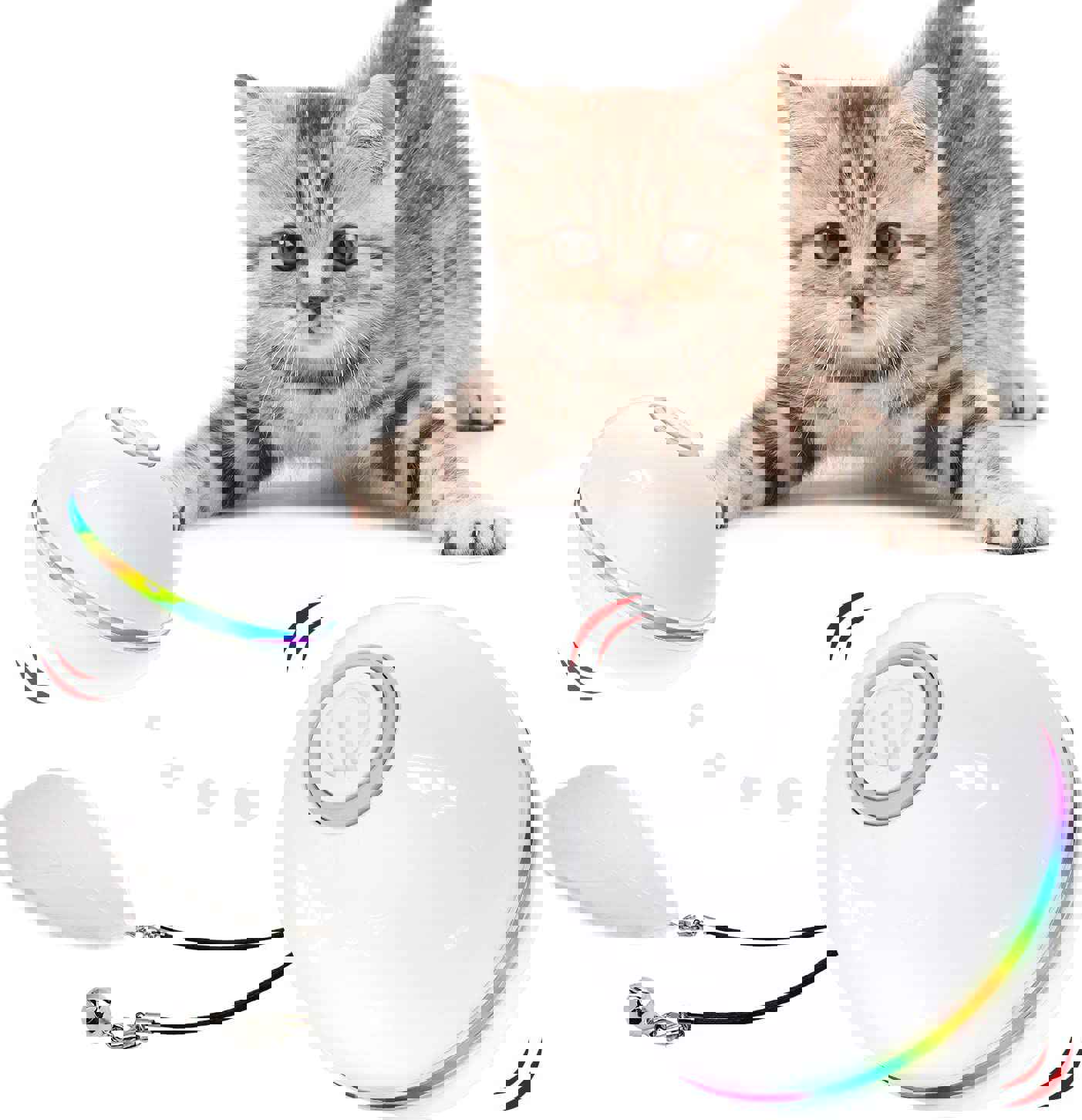 IOKHEIRA Cat Ball Interactive Cat Toys with LED Lights for Indoor Cats