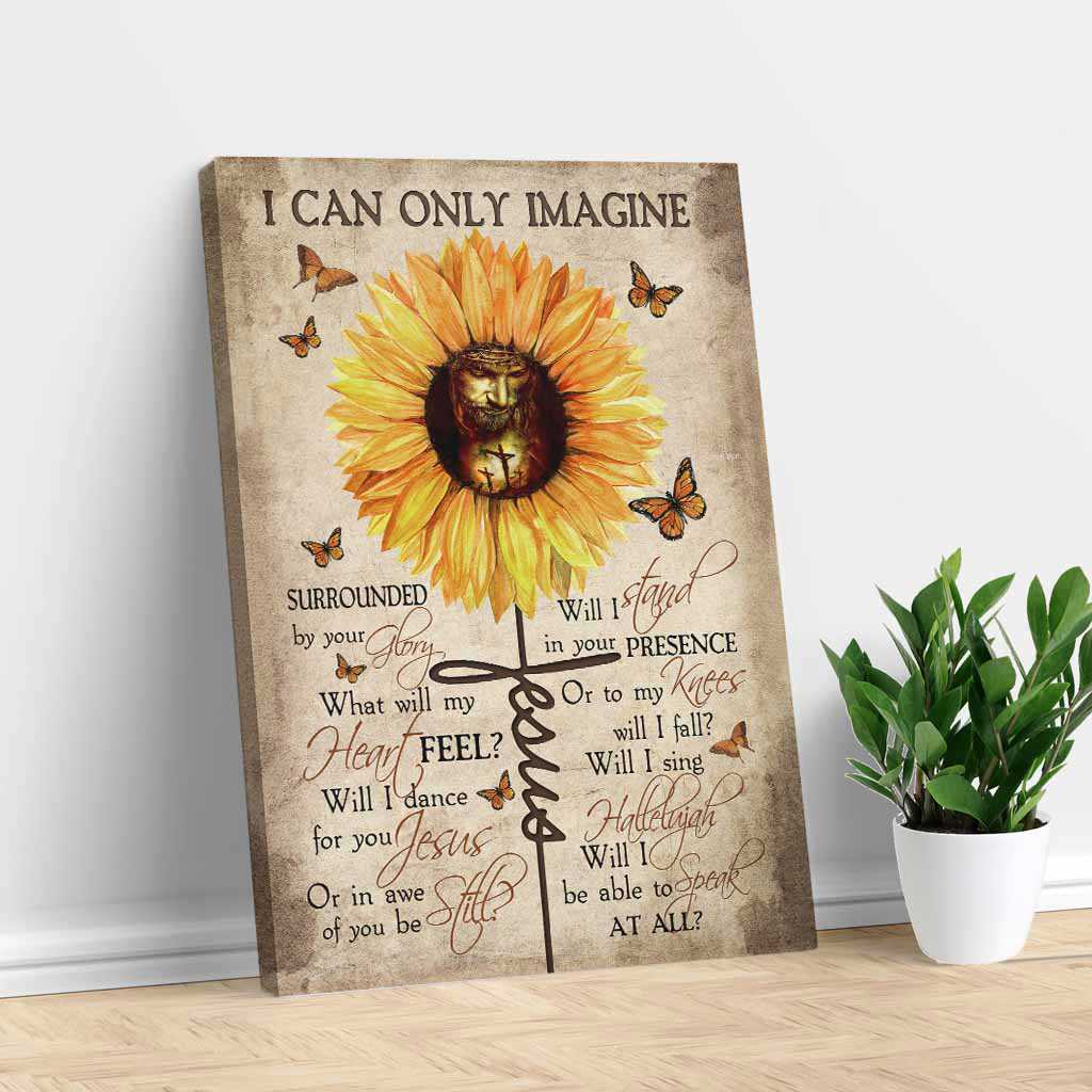 Butterfly and Sunflower Jesus Landscape Canvas Print Wall Art