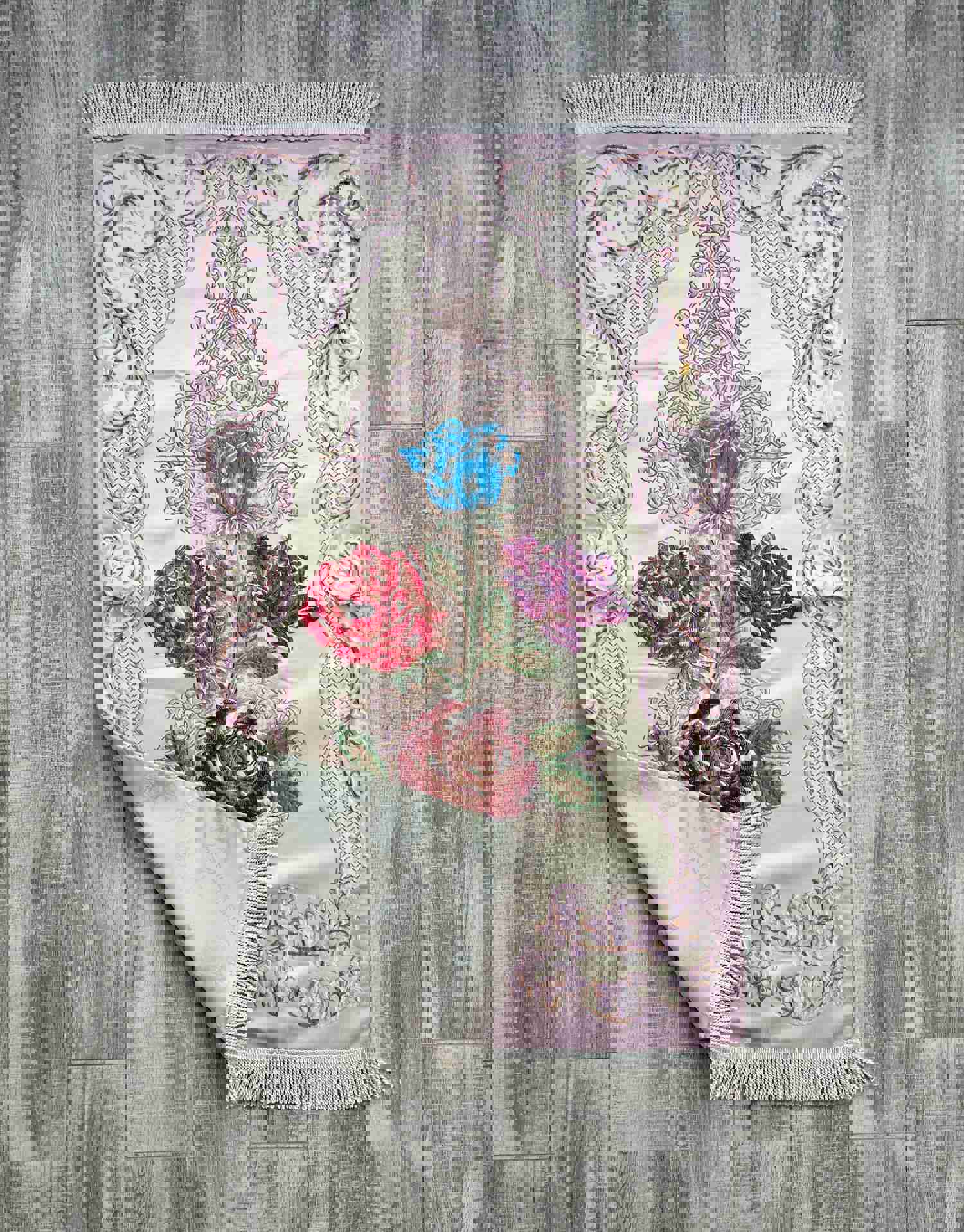 Bukhara Flowers Prayer Mat - Premium Islamic Prayer Rug with Tasbih, Wedding Gift, Sajjada, Janamaz